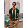 imagePJ PAUL JONES Mens Polo Shirts Vintage Striped Button Down Knitted Golf ShirtsDark Greenvintage