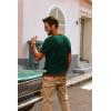 imagePJ PAUL JONES Mens Polo Shirts Vintage Striped Button Down Knitted Golf ShirtsDark Greenvintage
