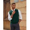 imagePJ PAUL JONES Mens Sweater Vests V Neck Cable Twist Knit Sleeveless Vests Casual Pullover SweaterDark Green
