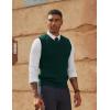 imagePJ PAUL JONES Mens Sweater Vests V Neck Cable Twist Knit Sleeveless Vests Casual Pullover SweaterDark Green