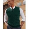 imagePJ PAUL JONES Mens Sweater Vests V Neck Cable Twist Knit Sleeveless Vests Casual Pullover SweaterDark Green
