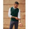 imagePJ PAUL JONES Mens Sweater Vests V Neck Cable Twist Knit Sleeveless Vests Casual Pullover SweaterDark Green
