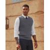 imagePJ PAUL JONES Mens Sweater Vests V Neck Cable Twist Knit Sleeveless Vests Casual Pullover SweaterMid Grey