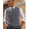 imagePJ PAUL JONES Mens Sweater Vests V Neck Cable Twist Knit Sleeveless Vests Casual Pullover SweaterMid Grey