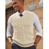imagePJ PAUL JONES Mens Sweater Vests V Neck Cable Twist Knit Sleeveless Vests Casual Pullover SweaterWhite