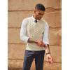 imagePJ PAUL JONES Mens Sweater Vests V Neck Cable Twist Knit Sleeveless Vests Casual Pullover SweaterWhite