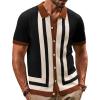 imagePJ PAUL JONES Mens Polo Shirts Vintage Striped Button Down Knitted Golf ShirtsBlackvintage