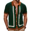 imagePJ PAUL JONES Mens Polo Shirts Vintage Striped Button Down Knitted Golf ShirtsDark Greenvintage