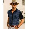 imagePJ PAUL JONES Mens Contrast 70s Vintage Polo Shirts Short Sleeve KnitwearBlackIndigo