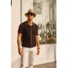 imagePJ PAUL JONES Mens Contrast 70s Vintage Polo Shirts Short Sleeve KnitwearCaramelBlack