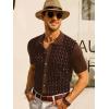 imagePJ PAUL JONES Mens Contrast 70s Vintage Polo Shirts Short Sleeve KnitwearCaramelBlack