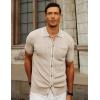 imagePJ PAUL JONES Mens Knit Shirts Vintage Retro Short Sleeve Button Down Vacation Polo ShirtsApricot