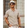 imagePJ PAUL JONES Mens Knit Shirts Vintage Retro Short Sleeve Button Down Vacation Polo ShirtsApricot