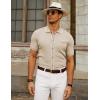imagePJ PAUL JONES Mens Knit Shirts Vintage Retro Short Sleeve Button Down Vacation Polo ShirtsApricot