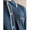 imagePJ PAUL JONES Mens Knit Shirts Vintage Retro Short Sleeve Button Down Vacation Polo ShirtsBlack