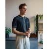 imagePJ PAUL JONES Mens Knit Shirts Vintage Retro Short Sleeve Button Down Vacation Polo ShirtsBlack
