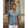 imagePJ PAUL JONES Mens Knit Shirts Vintage Retro Short Sleeve Button Down Vacation Polo ShirtsBlue