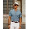 imagePJ PAUL JONES Mens Knit Shirts Vintage Retro Short Sleeve Button Down Vacation Polo ShirtsBlue
