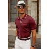 imagePJ PAUL JONES Mens Knit Shirts Vintage Retro Short Sleeve Button Down Vacation Polo ShirtsBurgundy