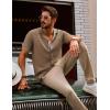 imagePJ PAUL JONES Mens Knit Shirts Vintage Retro Short Sleeve Button Down Vacation Polo ShirtsCamel37