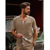 imagePJ PAUL JONES Mens Knit Shirts Vintage Retro Short Sleeve Button Down Vacation Polo ShirtsCamel37