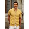 imagePJ PAUL JONES Mens Knit Shirts Vintage Retro Short Sleeve Button Down Vacation Polo ShirtsGold Yellow