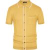 imagePJ PAUL JONES Mens Knit Shirts Vintage Retro Short Sleeve Button Down Vacation Polo ShirtsGold Yellow