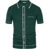 imagePJ PAUL JONES Mens Knit Shirts Vintage Retro Short Sleeve Button Down Vacation Polo ShirtsGreen