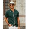 imagePJ PAUL JONES Mens Knit Shirts Vintage Retro Short Sleeve Button Down Vacation Polo ShirtsGreen