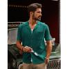 imagePJ PAUL JONES Mens Knit Shirts Vintage Retro Short Sleeve Button Down Vacation Polo ShirtsGreen37