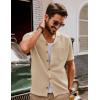 imagePJ PAUL JONES Mens Knit Shirts Vintage Retro Short Sleeve Button Down Vacation Polo ShirtsLight Apricot37