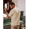 imagePJ PAUL JONES Mens Knit Shirts Vintage Retro Short Sleeve Button Down Vacation Polo ShirtsLight Apricot37