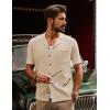 imagePJ PAUL JONES Mens Knit Shirts Vintage Retro Short Sleeve Button Down Vacation Polo ShirtsLight Apricot37