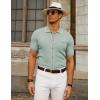 imagePJ PAUL JONES Mens Knit Shirts Vintage Retro Short Sleeve Button Down Vacation Polo ShirtsLight Green