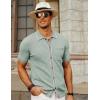 imagePJ PAUL JONES Mens Knit Shirts Vintage Retro Short Sleeve Button Down Vacation Polo ShirtsLight Green