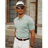 imagePJ PAUL JONES Mens Knit Shirts Vintage Retro Short Sleeve Button Down Vacation Polo ShirtsLight Green