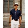 imagePJ PAUL JONES Mens Knit Shirts Vintage Retro Short Sleeve Button Down Vacation Polo ShirtsNavy Blue