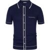 imagePJ PAUL JONES Mens Knit Shirts Vintage Retro Short Sleeve Button Down Vacation Polo ShirtsNavy Blue