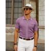 imagePJ PAUL JONES Mens Knit Shirts Vintage Retro Short Sleeve Button Down Vacation Polo ShirtsPurple