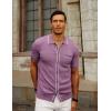 imagePJ PAUL JONES Mens Knit Shirts Vintage Retro Short Sleeve Button Down Vacation Polo ShirtsPurple