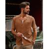 imagePJ PAUL JONES Mens Knit Shirts Vintage Retro Short Sleeve Button Down Vacation Polo ShirtsRed Coffee37