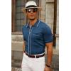 imagePJ PAUL JONES Mens Knit Shirts Vintage Retro Short Sleeve Button Down Vacation Polo ShirtsRoyal Blue