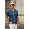 imagePJ PAUL JONES Mens Knit Shirts Vintage Retro Short Sleeve Button Down Vacation Polo ShirtsRoyal Blue