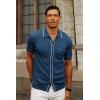 imagePJ PAUL JONES Mens Knit Shirts Vintage Retro Short Sleeve Button Down Vacation Polo ShirtsRoyal Blue