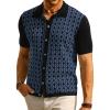 imagePJ PAUL JONES Mens Contrast 70s Vintage Polo Shirts Short Sleeve KnitwearBlackIndigo