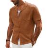 imagePJ PAUL JONES Mens Knit Shirts Vintage Retro Short Sleeve Button Down Vacation Polo ShirtsRed Coffee37