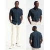 imagePJ PAUL JONES Mens Dress Shirt Casual Untucked Shirts Short Sleeve Button Down Shirt with PocketDenim Blue