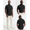 imagePJ PAUL JONES Mens Short Sleeve Dress Shirts Stretch Wrinke Free Untucked Business Casual Button Down Shirt Regular FitBlack