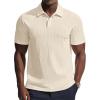 imagePJ PAUL JONES Men Polo Shirts Short Sleeve Textured Knit Polo Collared Golf Polo ShirtBeige