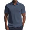 imagePJ PAUL JONES Men Polo Shirts Short Sleeve Textured Knit Polo Collared Golf Polo ShirtNavy Blue